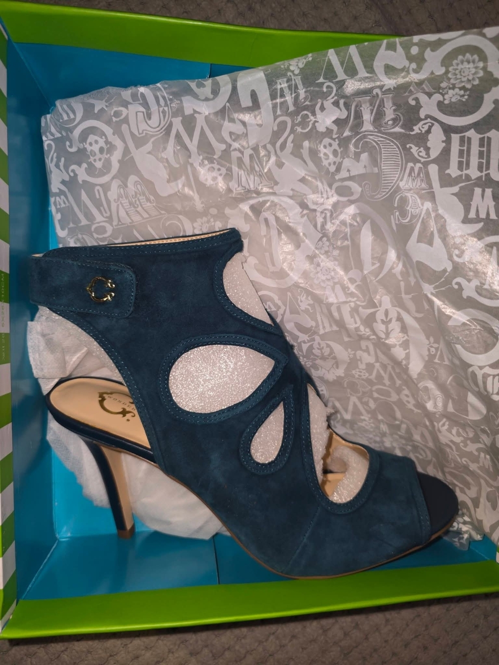 Women’s Teal Suede Cutout Dress Sandal